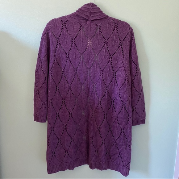 Deep Purple Wool Mix Knit Cardigan - Picture 2 of 7
